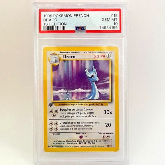 Pokemon Other - PSA 10 Draco Dragonair Gem Mint 18 French Base 1st Edition Pokemon 74984155